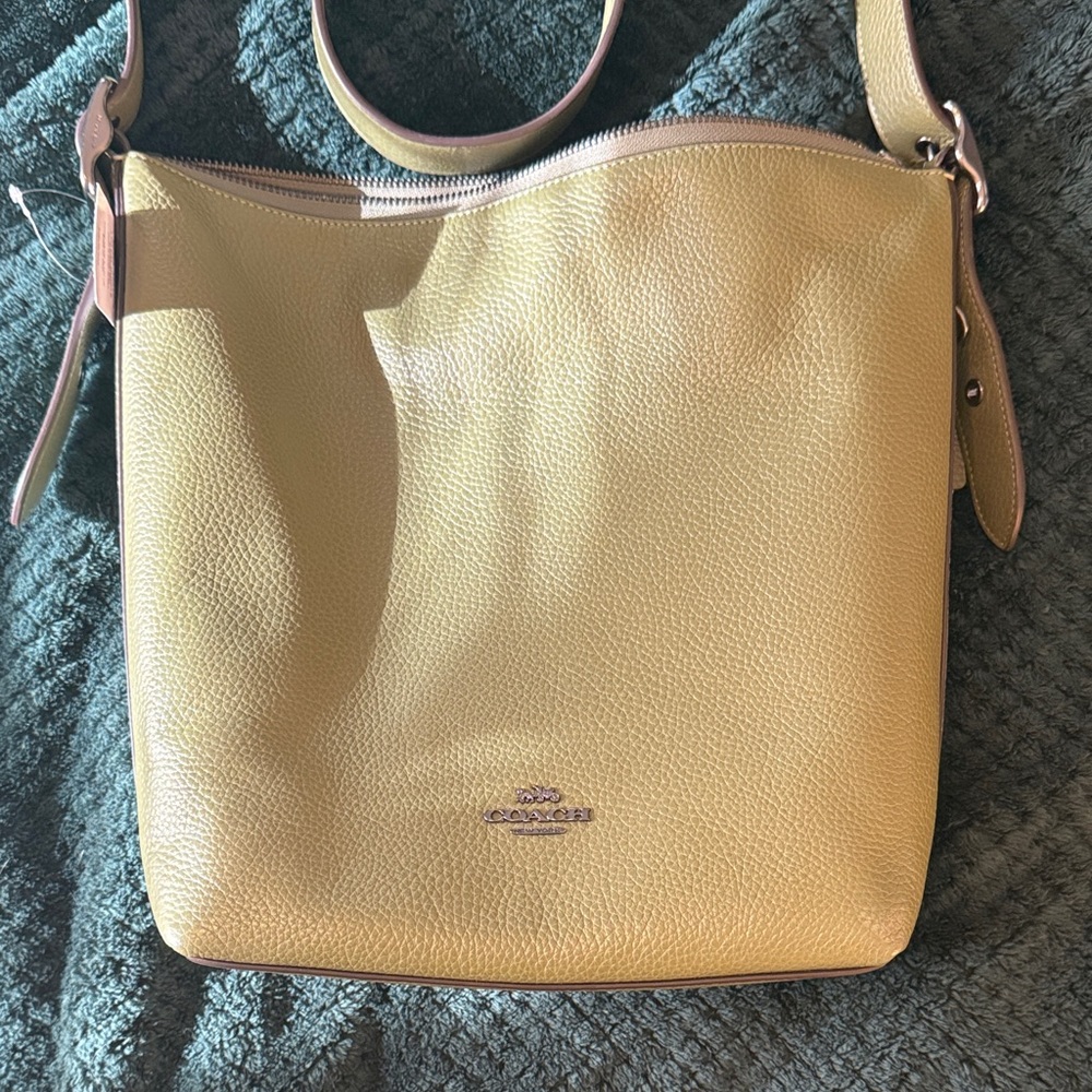 COACH Pebbled Leather Val Duffle Bag in Military Green